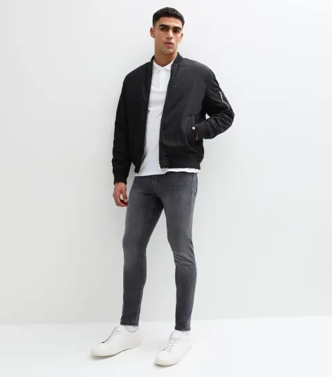 Men's Black Washed Skinny Jeans