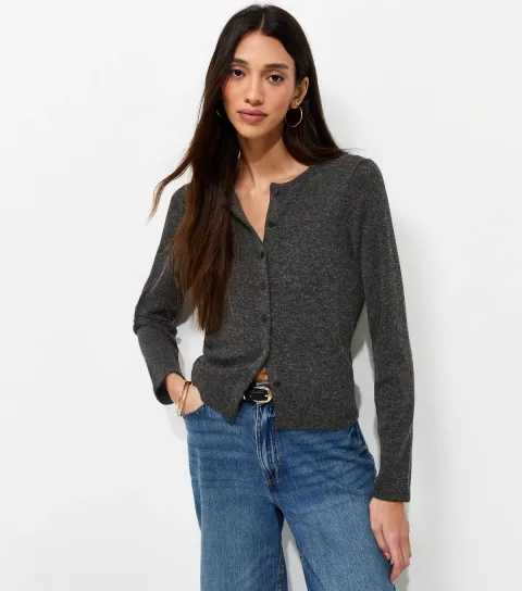 Women's Dark Grey Soft Touch Knitted Cardigan