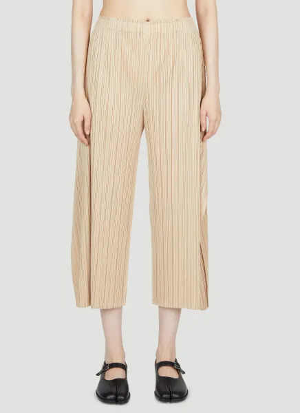 Cropped Flared Plissé Pants
