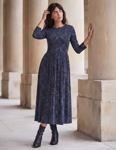 Roman Printed Midi Dress Grey Mix