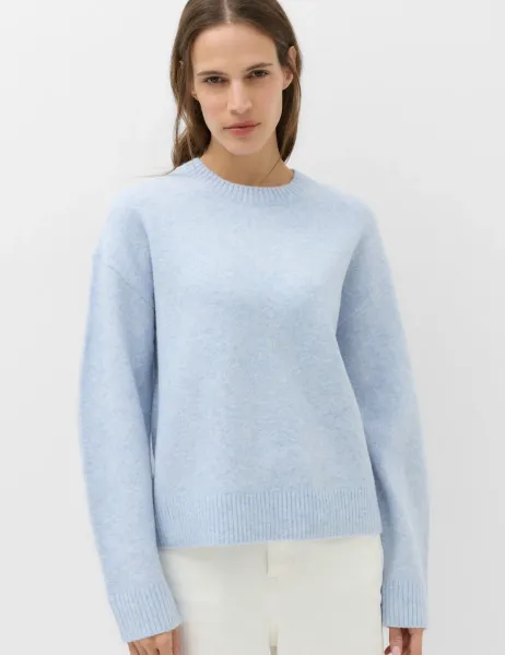 Marks & Spencer Crew Neck Relaxed Jumper with Wool Faded Blue