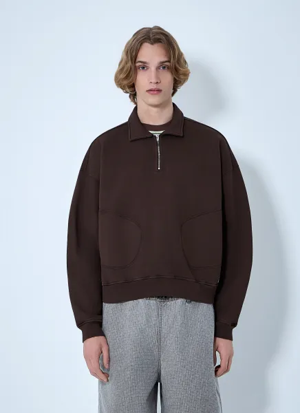 Half-Zip Collared Sweatshirt