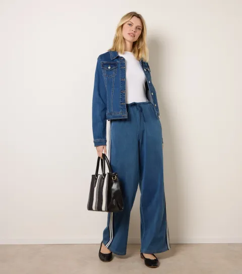 Women's Blue Side Stripe Trousers