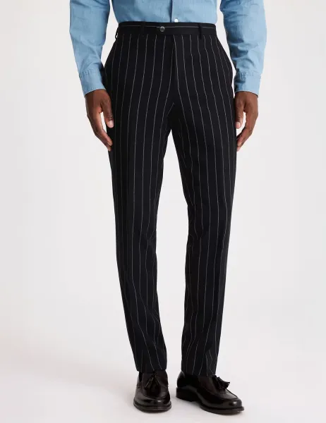 Moss Tailored Fit Pinstripe Suit Trousers Navy Mix