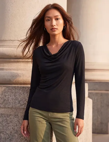 Roman Cowl Neck Top Black Mix