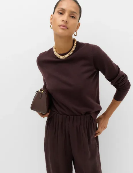 Marks & Spencer Air-Yarn Crew Neck Jumper Dark Aubergine