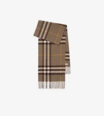 Check Cashmere Scarf in Vole brown