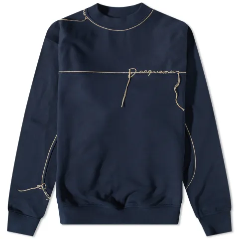 Embroidery Logo Mock Neck Crew Sweat