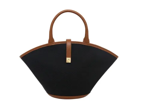Clara Logo Jacquard Print Bag - Black/Tan -2