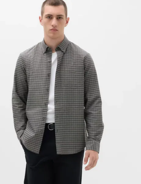 Marks & Spencer Ultimate Pure Cotton Check Oxford Shirt Grey Mix