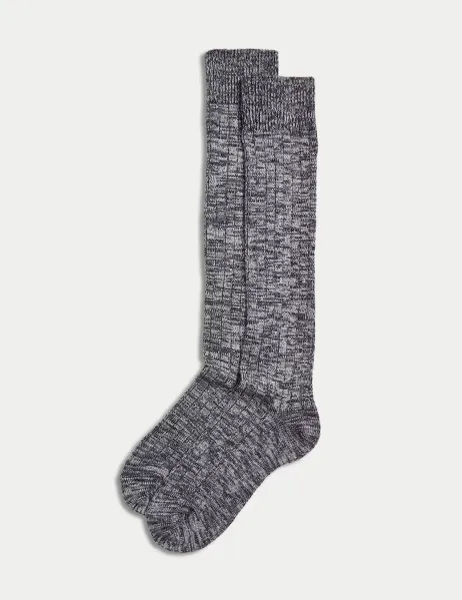 Marks & Spencer 2 Pack Thermal Knee High Socks Charcoal Mix