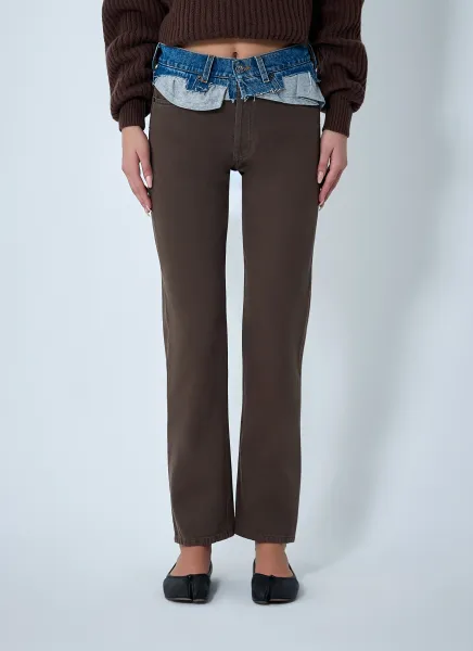 Contrast Waistband Jeans