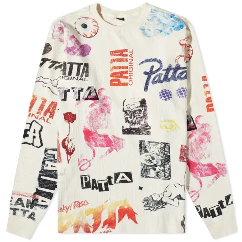 Long Sleeve Stencil Waffle T-Shirt