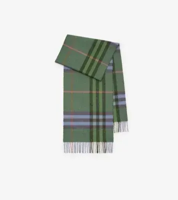 Check Cashmere Scarf in Holly green