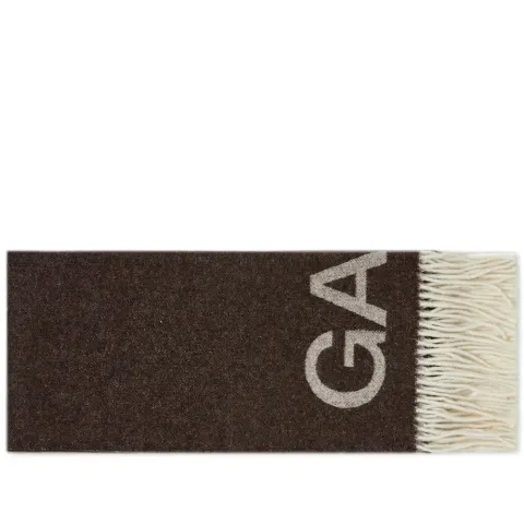 Wool Mix Fringed Logo Scarf