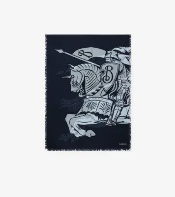 Wide Knight Wool Scarf in Bank blue