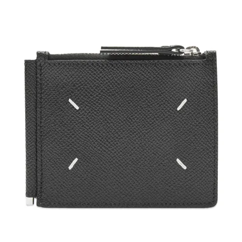 Grained Leather Money Clip Wallet