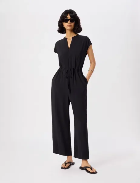 Whistles Drawstring Sleeveless Jumpsuit Black