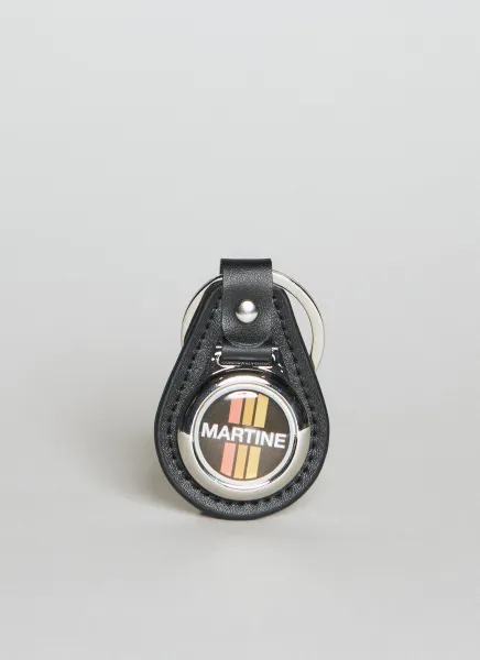 Logo Motif Keyring With Leather Trim