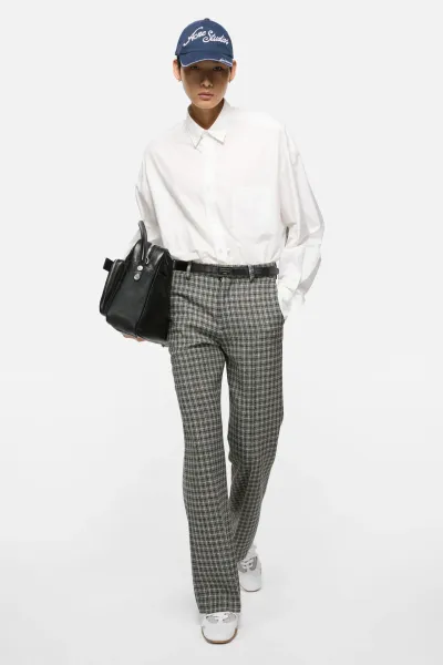 Wool check trousers