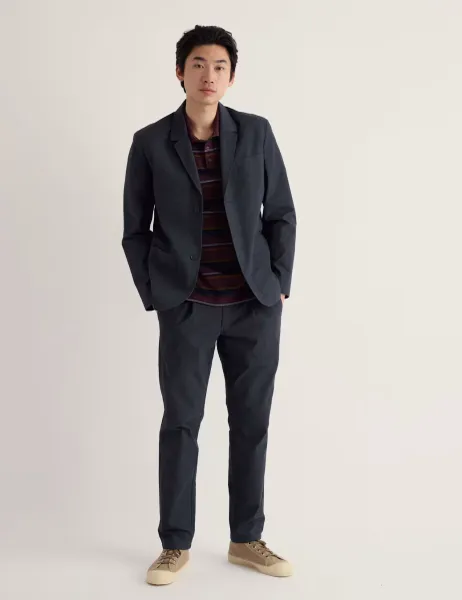 Seasalt Cornwall Treloyan Cotton Blend Micro Check Blazer Navy Mix