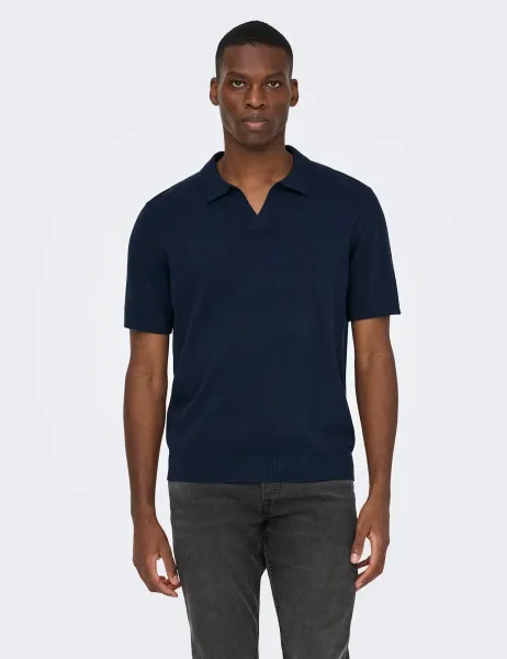 Only & Sons Cotton Rich Polo Shirt Navy