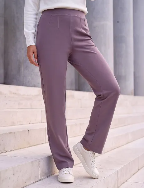 Roman Petite Jersey Straight Leg Trousers Taupe