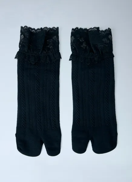 Lace Trimmed Split Toe Socks