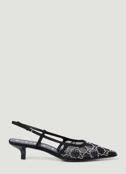 Crystal GG Slingback Kitten Heels