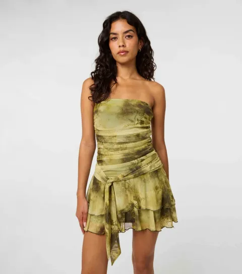 Women's Multicolour Bandeau Mesh Dress