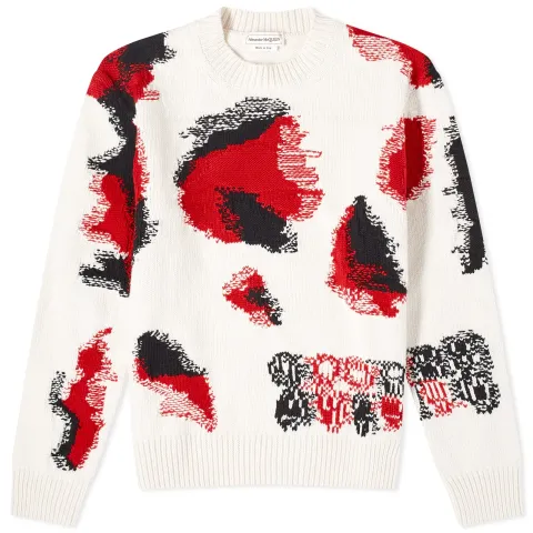 Obscured Intarsia Crew Neck Jumper