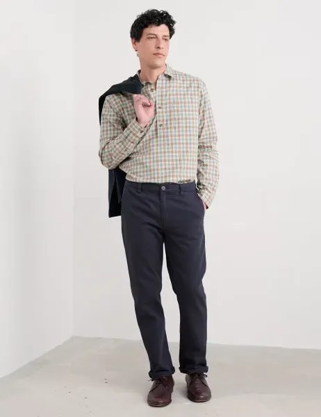 Seasalt Cornwall Slim Fit Cotton Linen Blend Trousers Navy