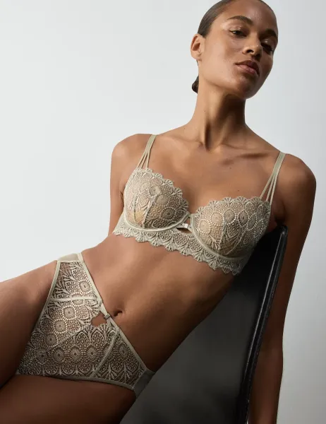 Autograph Milan Embroidered High Rise High Leg Knickers Lichen