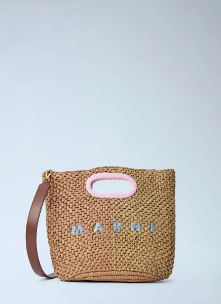 Woven Tote Bag with Logo Detail