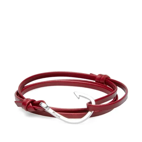 Silver Tone Hook Leather Bracelet