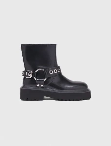 Leather biker boots