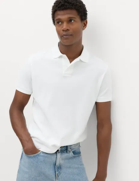 Marks & Spencer The Perfect Cotton Slim fit Pique Polo Shirt White
