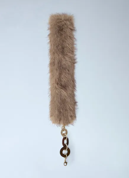 Max Mara Faux Fur Collar with Chain Links
