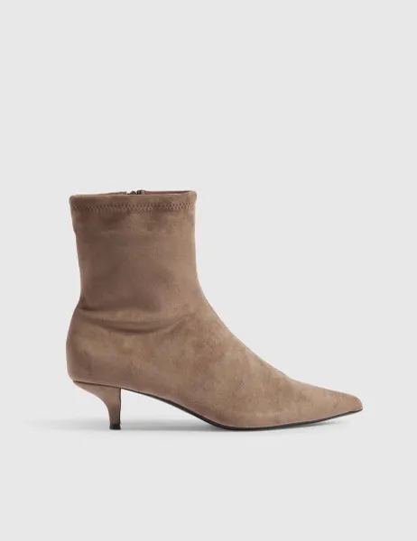 River Island Stiletto Heel Sock Boots Beige