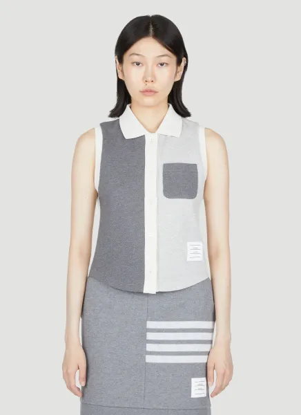 Colour Block Sleeveless Polo Shirt