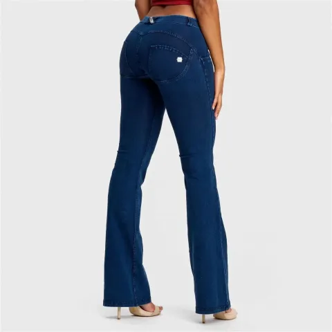 Freddy WRUP Denim - Mid Rise - Bell Bottom Flare - Dark Blue + Blue Stitching