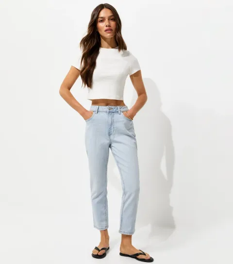 Women's Petite Light Blue Hannah Straight Leg Jeans