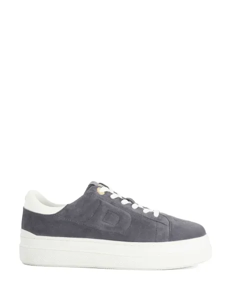 Dune London Leather Lace Up Trainers Dark Grey