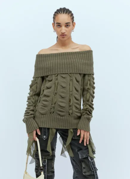 Chiffon Inserts Wool Sweater