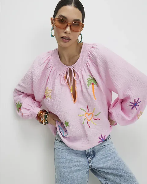 River Island Cotton Blend Conversational Shirt