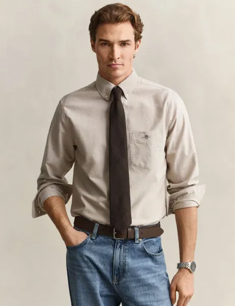 Gant Pure Cotton Classic Oxford Shirt Taupe