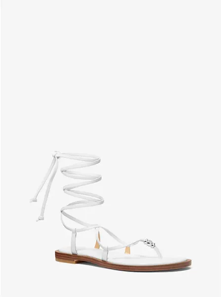 Khloe Embellished Leather Lace-Up Sandal