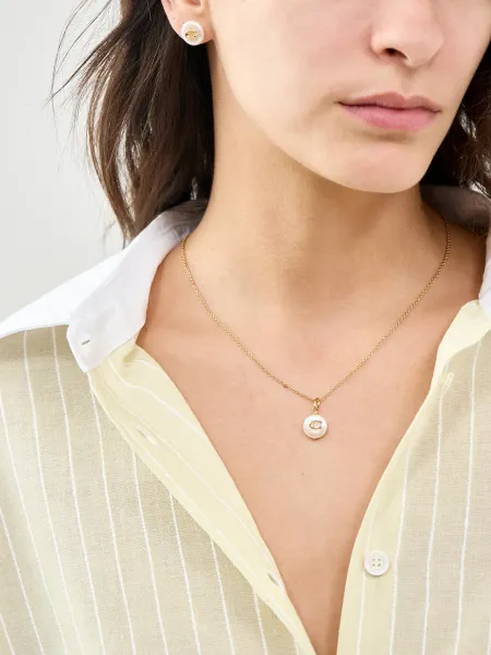 Coach Coin Pearl C Pendant Necklace