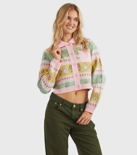 Women's Multicolour Miffy Cottage Knitted Cardigan