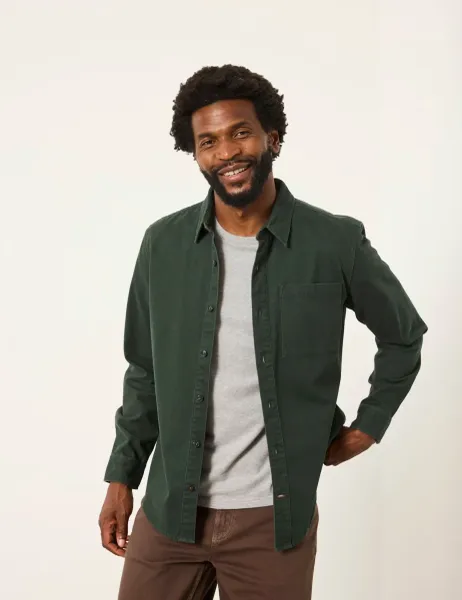 Corduroy Textured Shirt Dark Green